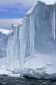 Network of icicles on the side of an iceberg indicate thaw. Antarctic Peninsula.