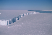Ekstrom Iceshelf and the floe edge as the sea ice thaws in summer. Weddell Sea Antarctica.