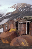 Disused and rusting whaling equipment on the beach at Whalers Bay. Deception Is. Antarctica.