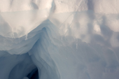 Blue interior of a well thawed iceberg. Antarctica