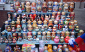 Matroshka Dolls on a souvenir stand near Red Square. Moscow, Russia. 2005