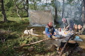 Sami women, at a summer fishing camp near Lovozero. Kola Peninsula, NW Russia. 2005