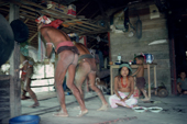 Mentawai medicine men drive away the evil spirit. Siberut Is. Indonesia.