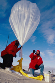 Scientists prepare to launch balloon for Ozone studies. McMurdo, Antarctica.