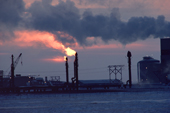 Endicott Oil Production Island, Prudhoe Bay on the North Slope. Alaska, USA. 1989 Alaska, U.S.A.