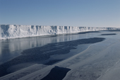 The Ekstrom Ice Shelf with new sea ice forming on the open water. Weddell Sea. Antarctica