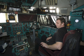 Pilots on the flight deck of the Ilyushin 76 on its way to Antarctica