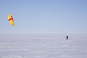 Andy Kite Skiing at Patriot Hills when the wind has picked up a bit. Antarctica