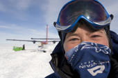 Margot, on her way to lead a group skiing the 'Last Degree' to the South Pole. Antarctica.