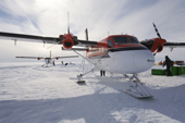 Twin Otters refuelling at Theil on the way to the South Pole. Antarctica
