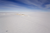 The Amundsen-Scott South Pole Research Station, isolated on the icy wastes of the Polar Plateau. Antarctica