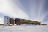 The new building at the Amundsen-Scott South Pole Station, with the first of the cladding going on. Jan 2nd 2006. Antarctica