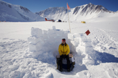 Using the field toilet at Mount Vinson Base Camp. Vinson Massif, . Antarctica