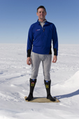 David demonstrates the layers he wears to keep warm (base layer & socks) Antarctica,