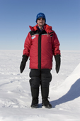 David demonstrates the layers he wears to keep warm (outer layer, jacket & mittens) Antarctica,