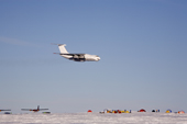 Ilyushin 76TD flies over Patriot Hills Camp in Antarctica, as it returns to Chile.