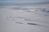 Crevasses in the Polar Plateau, partly covered in snow. Antarctica