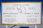 The sign at the Geographical South Pole. Antarctica