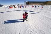 David & Denise at the Ceremonial South Pole. Amundsen-Scott Station. Antarctica