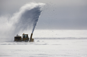 Small Snow Blower clearing snow off the Blue Ice Runway at Patriot Hills. Antarctica