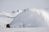 Large Snow Blower clearing snow off the Blue Ice Runway at Patriot Hills. Antarctica