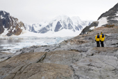 Visitors within the landscape at Port Charcot, Booth Island. Antarctica