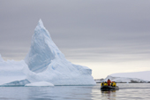 Zodiac cruising amongst Icebergs Pleneau Islands. Antarctica