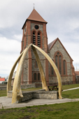 The Whalebone Arch in front of Christ Church Cathedral, Stanley. The Falkland Islands