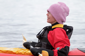 Woman in a Kayak in Mikkelsen Harbour, Trinity Island. Antarctica