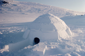 A traditional Igloo built with blocks of snow. Igloolik, Nunavut, Canada. 1990