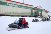 Shoppers outside the Northern Store in the Inuit community of Arctic Bay. Baffin Island, Nunavut, Canada. 2005