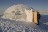 A Qaggiq (large communal feasting igloo) made from blocks of lake ice at Igloolik. Nunavut, Canada. 1999