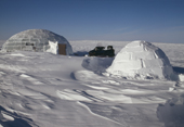 Two igloos built on Igloolik Island. Nunavut, Canada. 1999