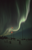 Northern lights, the Aurora Borealis over the Taiga. Churchill, Manitoba, Canada.