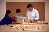 Cree school children learning to make snow shoes. Quebec. Canada. 1988