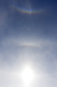 Sun dogs caused by ice crystals in the air over Antarctic campsite at 89 degrees South.