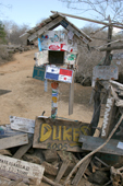 Visitors have decorated the mail barrel at Post Office Bay, Floreana, Galapagos Islands.