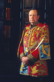 Dr. Conrad Swan, The York Herald, wearing his ceremonial Tabard at the College of Arms. 1997