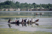 Crossing Lake Nagin by Shikara. Kashmir, India. 1986