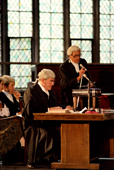 Re-enactment of an historical trial. A mock trial at Lincoln's Inn. Inns Of Court. London. England. 1990