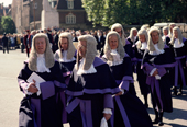 Judges procession at start of the legal year, from Westminster Cathedral to the House of Commons, London. 1990
