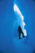 Steve Hinde explores an ice cave in the 'Hinge Zone', Brunt Ice Shelf, Antarctica.
