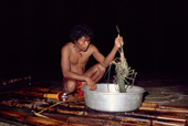 Martin Lugwan from Map Island, with some of night's catch after spear fishing in the lagoon. Yap, Micronesia. 1996