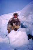 Inuit hunter, Ituko Kristiansen, dressed in traditional winter fur clothing. Moriussaq Northwest Greenland. (1980)