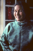 Portrait of Inuit woman, Sofie Eipe, in her home. Northwest Greenland. 1980