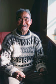 A portrait of Imina Imina a respected Inuit elder,at his home in the village of Siorapaluk. Robertson Fiord, Avanersuaq, Thule, Northwest Greenland. (1977)