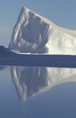 An iceberg reflected in a pool of meltwater under the midnight sun. NW Greenland. 1997