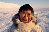 Mikivssuk Karlsen, an Inuit woman from Savissivik, wearing a fox fur ruff on her parka hood. Savissivik. Northwest Greenland. (1998)