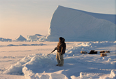 Simon Eliassen,an Inuit hunter out seal hunting near Cape York. Melville Bay, N.W. Greenland. 1998
