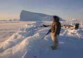 Simon Eliassen, an Inuit hunter out seal hunting near Cape York. Melville Bay, N.W. Greenland. 1998